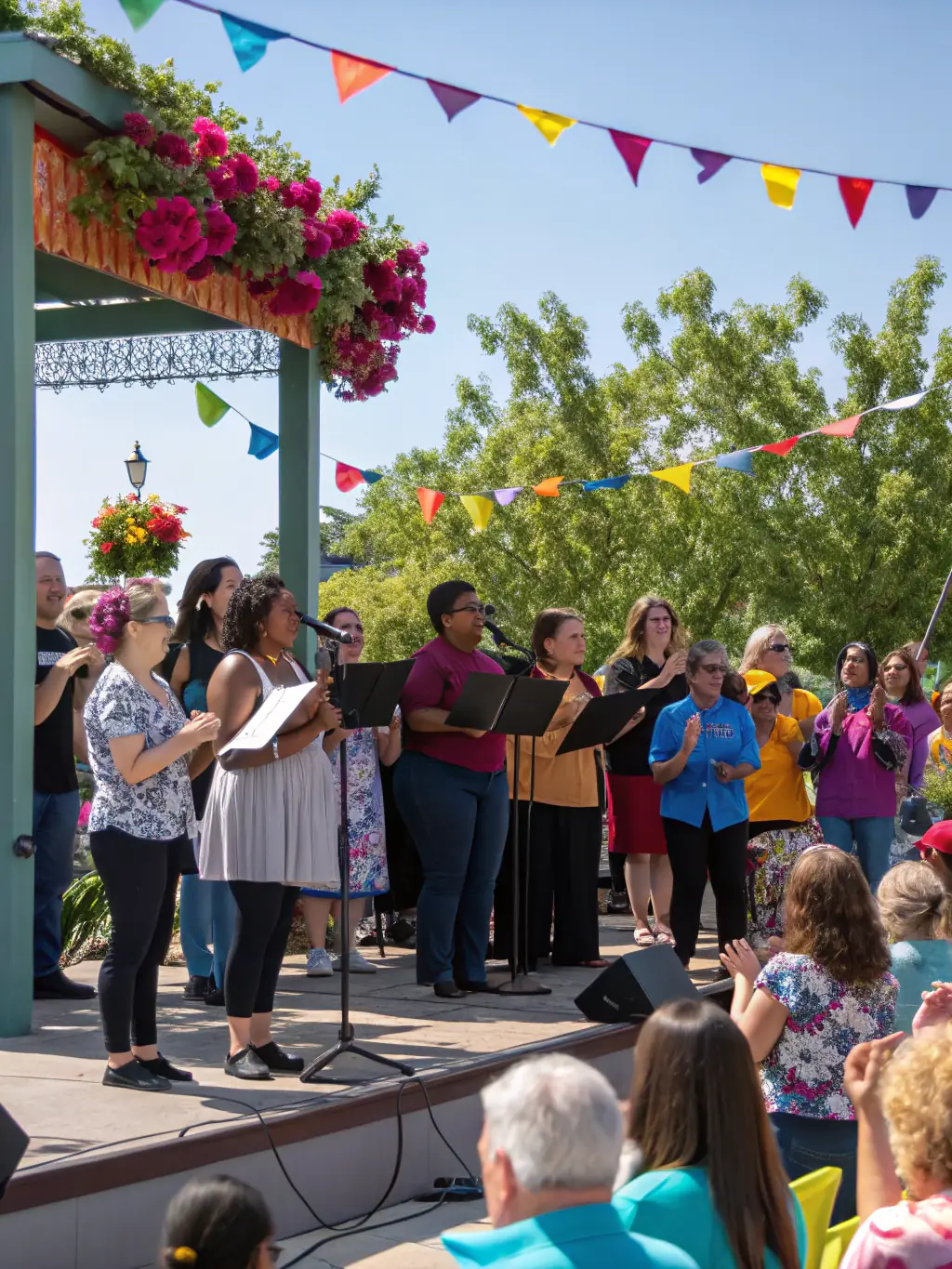 A candid shot of local artists performing on stage at a DISC HALL MUSIC event, highlighting the organization's commitment to supporting the local arts community and cultural diversity.