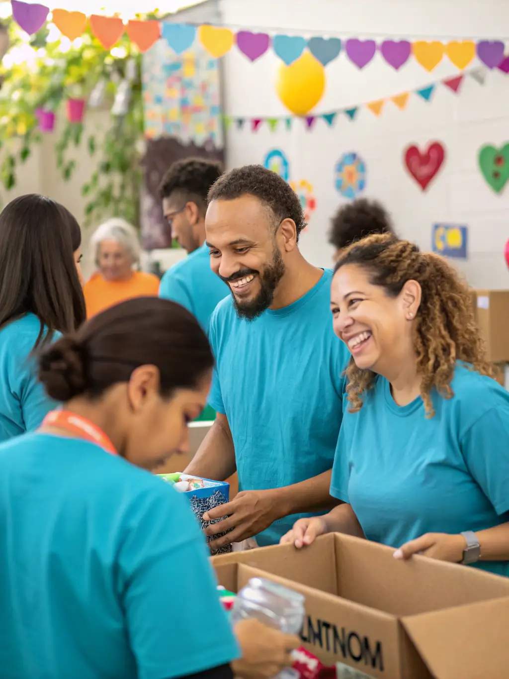 An engaging photo of volunteers assisting at a DISC HALL MUSIC event, demonstrating the organization's emphasis on local participation and community involvement.