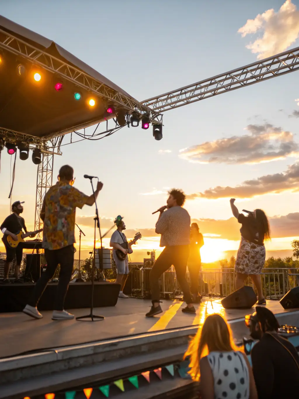 A dynamic shot of a live musical performance at a DISC HALL MUSIC event, highlighting the organization's support for local artists and its role in promoting cultural events in the region.